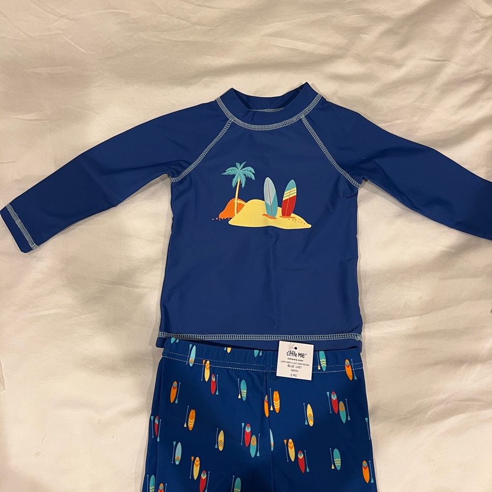 Little Me Surf Rashguard Swim Set - Size 18 months